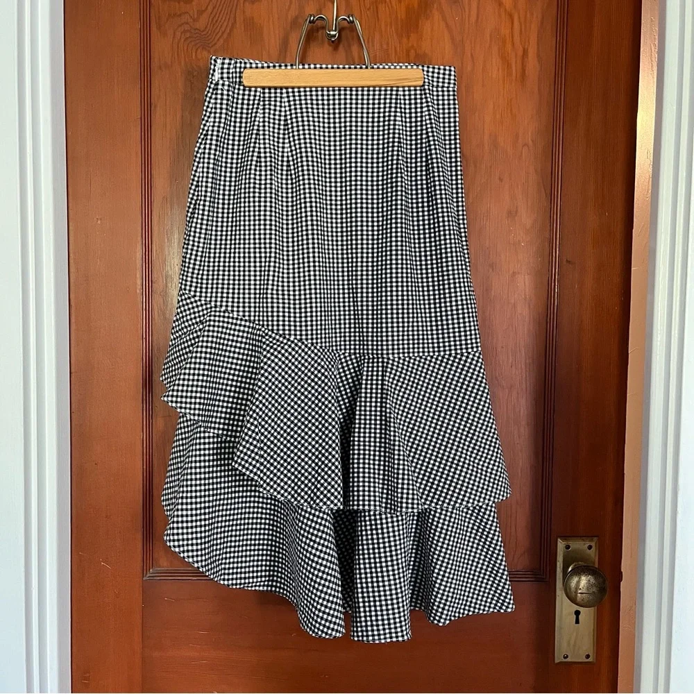 Scripted Gingham Tiered Ruffle Skirt - Picture 4 of 5